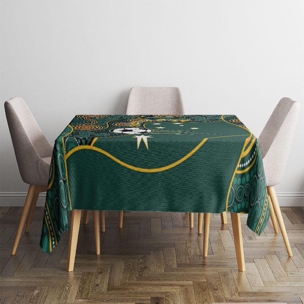 Matildas Game On Tablecloth Indigenous Dot Art Soccer Ball With Southern Cross Stars