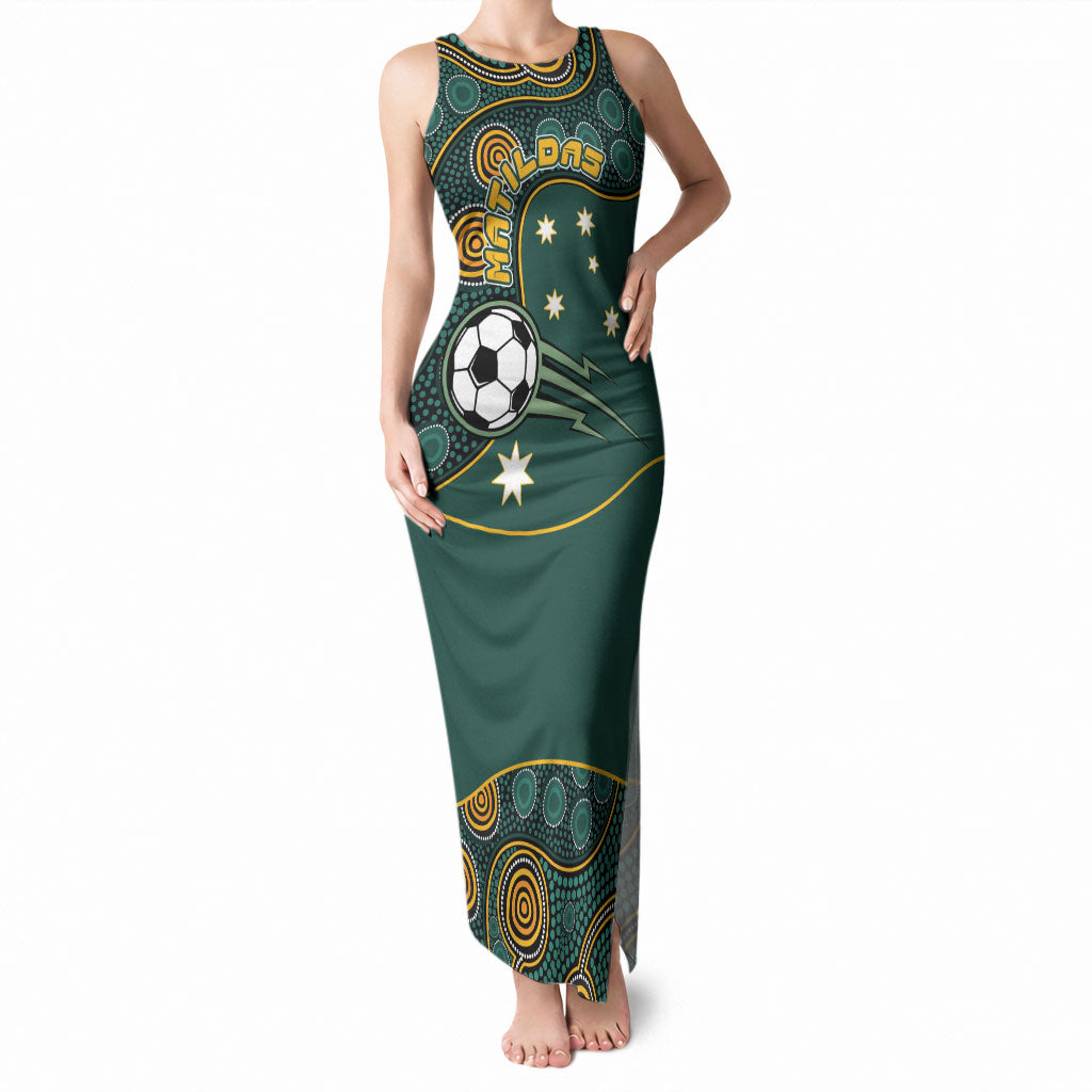 Matildas Game On Tank Maxi Dress Indigenous Dot Art Soccer Ball With Southern Cross Stars