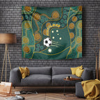 Matildas Game On Tapestry Indigenous Dot Art Soccer Ball With Southern Cross Stars