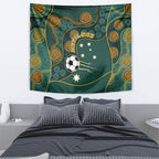 Matildas Game On Tapestry Indigenous Dot Art Soccer Ball With Southern Cross Stars