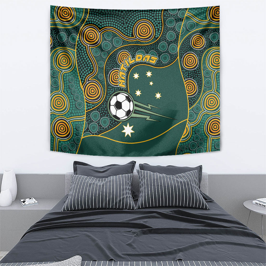 Matildas Game On Tapestry Indigenous Dot Art Soccer Ball With Southern Cross Stars