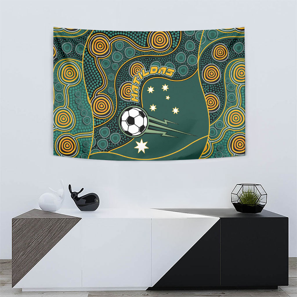 Matildas Game On Tapestry Indigenous Dot Art Soccer Ball With Southern Cross Stars