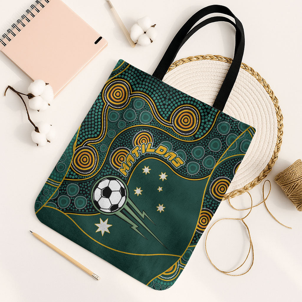 Matildas Game On Tote Bag Indigenous Dot Art Soccer Ball With Southern Cross Stars