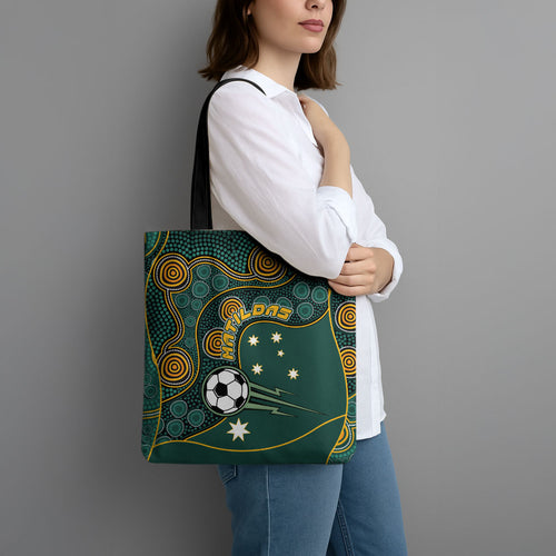 Matildas Game On Tote Bag Indigenous Dot Art Soccer Ball With Southern Cross Stars