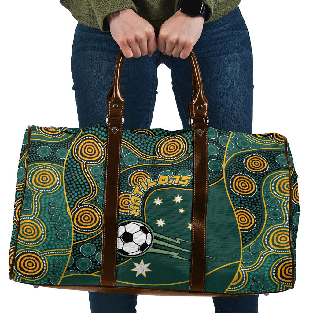 Matildas Game On Travel Bag Indigenous Dot Art Soccer Ball With Southern Cross Stars