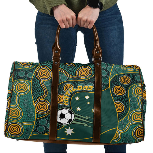 Matildas Game On Travel Bag Indigenous Dot Art Soccer Ball With Southern Cross Stars