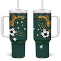Matildas Game On Tumbler With Handle Indigenous Dot Art Soccer Ball With Southern Cross Stars