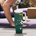 Matildas Game On Tumbler With Handle Indigenous Dot Art Soccer Ball With Southern Cross Stars