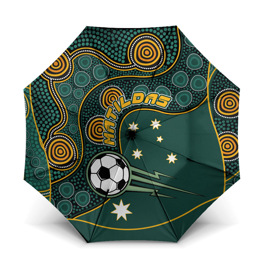 Matildas Game On Umbrella Indigenous Dot Art Soccer Ball With Southern Cross Stars
