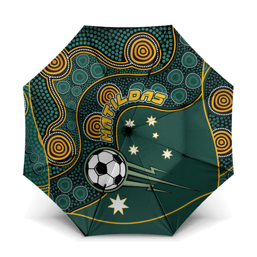Matildas Game On Umbrella Indigenous Dot Art Soccer Ball With Southern Cross Stars