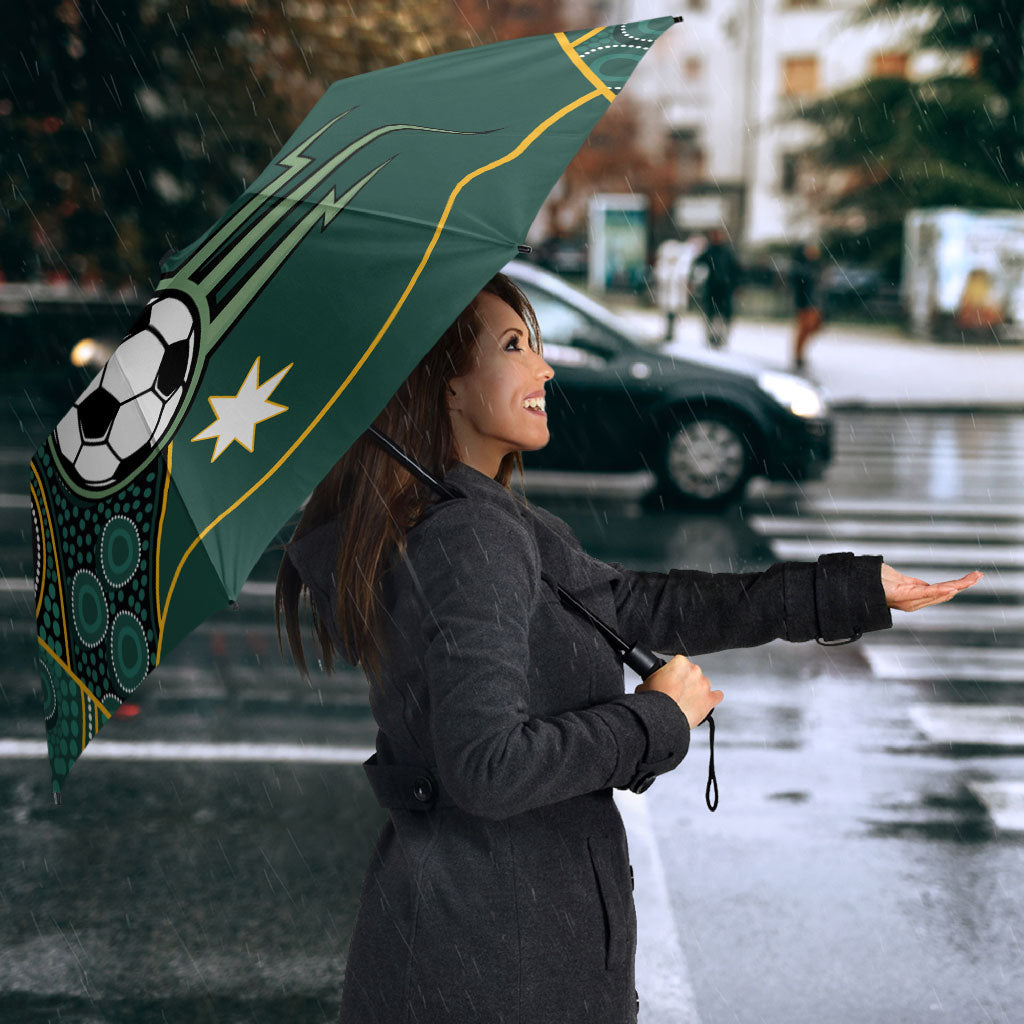 Matildas Game On Umbrella Indigenous Dot Art Soccer Ball With Southern Cross Stars
