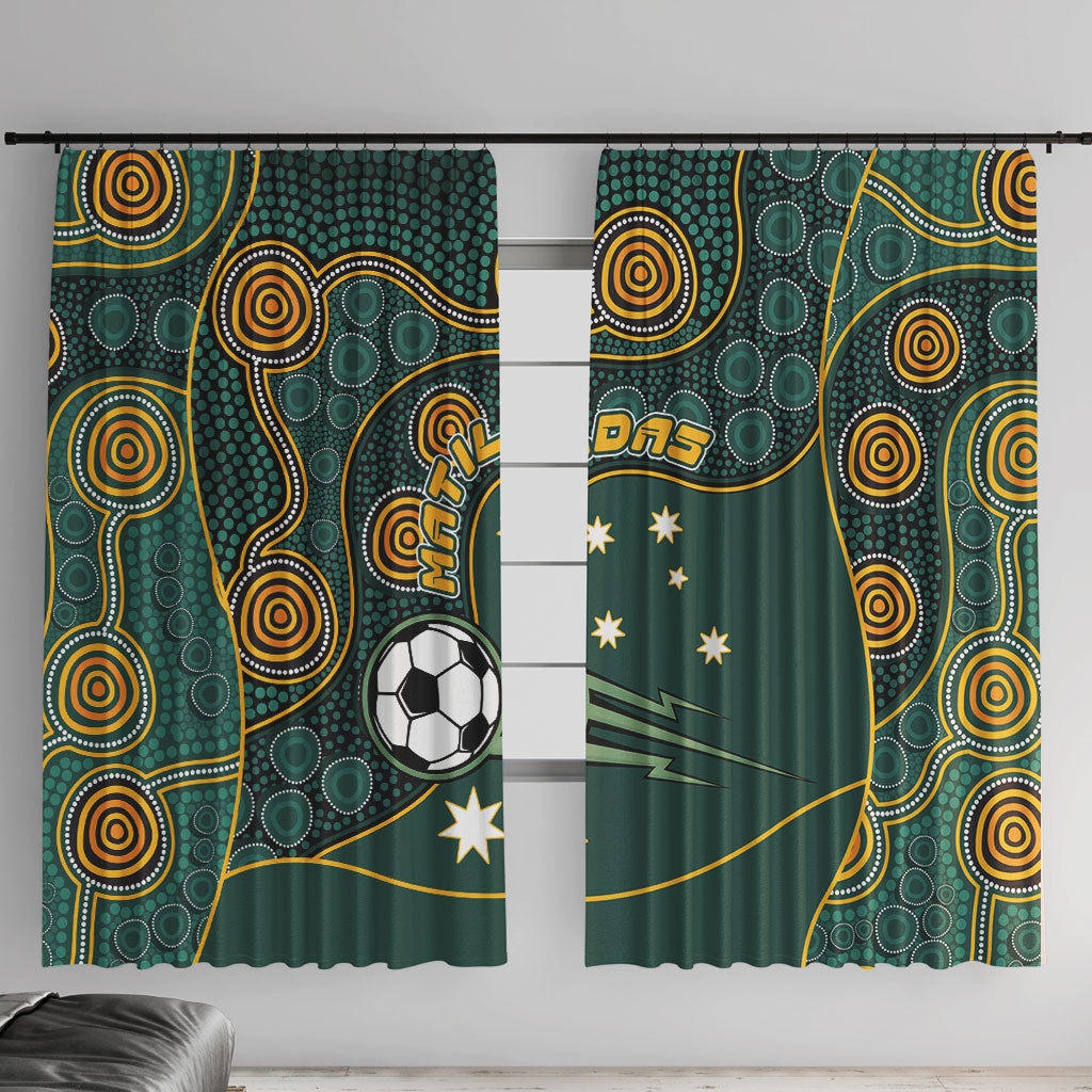 Matildas Game On Window Curtain Indigenous Dot Art Soccer Ball With Southern Cross Stars