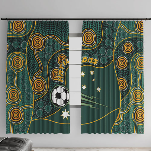 Matildas Game On Window Curtain Indigenous Dot Art Soccer Ball With Southern Cross Stars