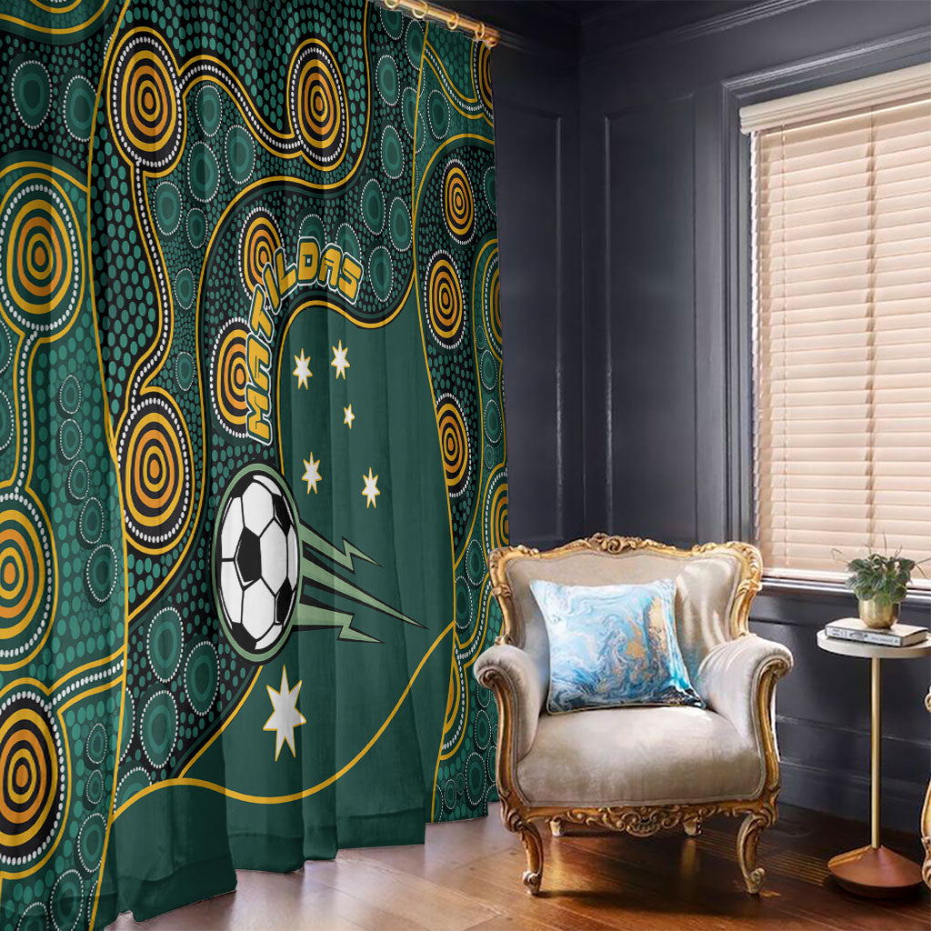 Matildas Game On Window Curtain Indigenous Dot Art Soccer Ball With Southern Cross Stars