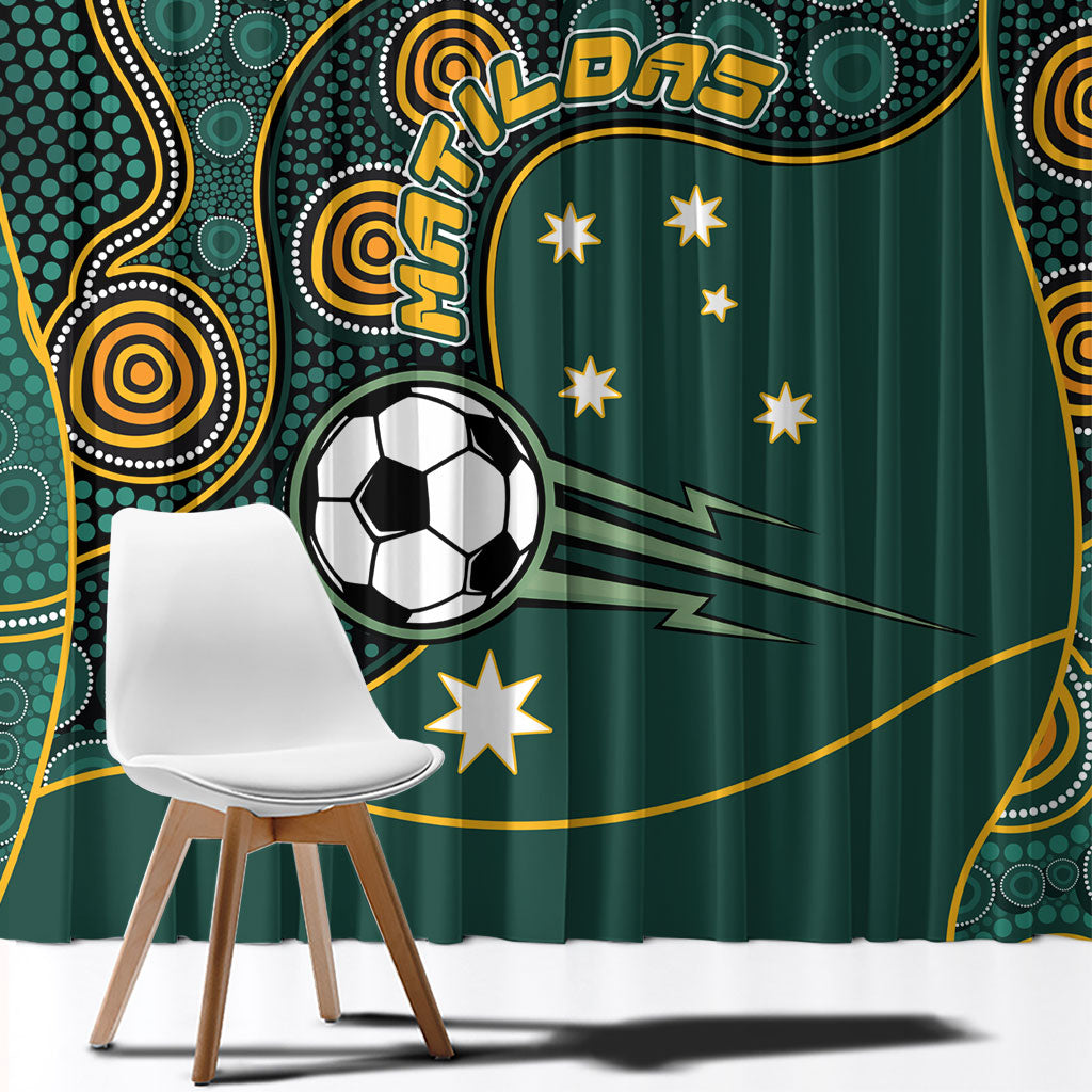 Matildas Game On Window Curtain Indigenous Dot Art Soccer Ball With Southern Cross Stars