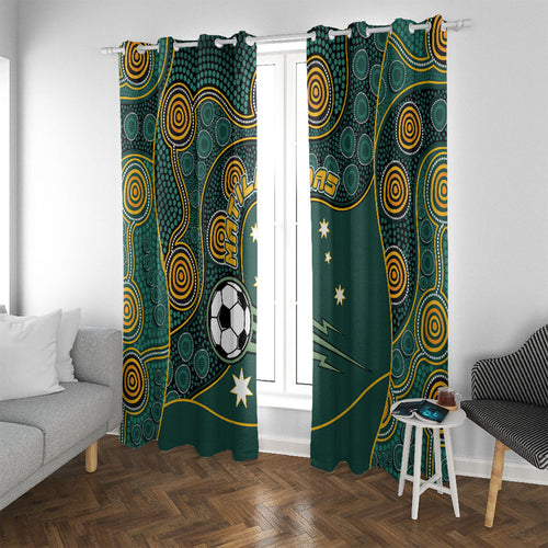 Matildas Game On Window Curtain Indigenous Dot Art Soccer Ball With Southern Cross Stars