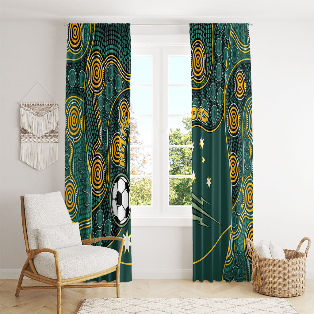 Matildas Game On Window Curtain Indigenous Dot Art Soccer Ball With Southern Cross Stars
