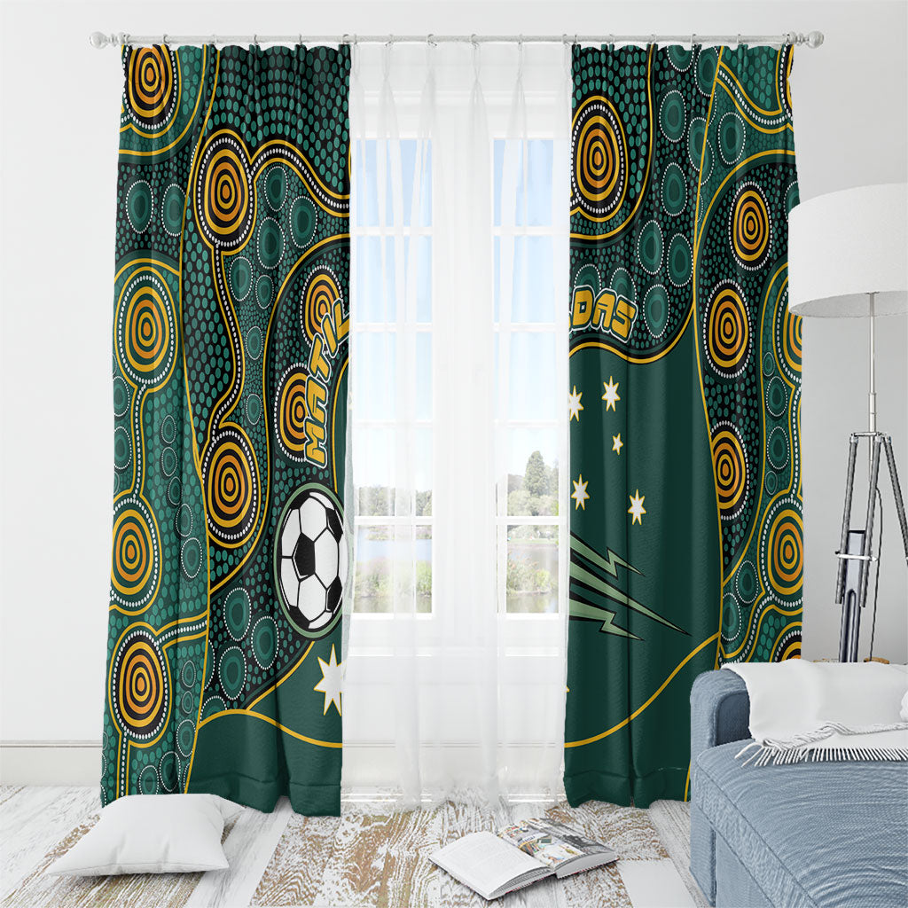 Matildas Game On Window Curtain Indigenous Dot Art Soccer Ball With Southern Cross Stars