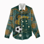 Matildas Game On Women Casual Shirt Indigenous Dot Art Soccer Ball With Southern Cross Stars