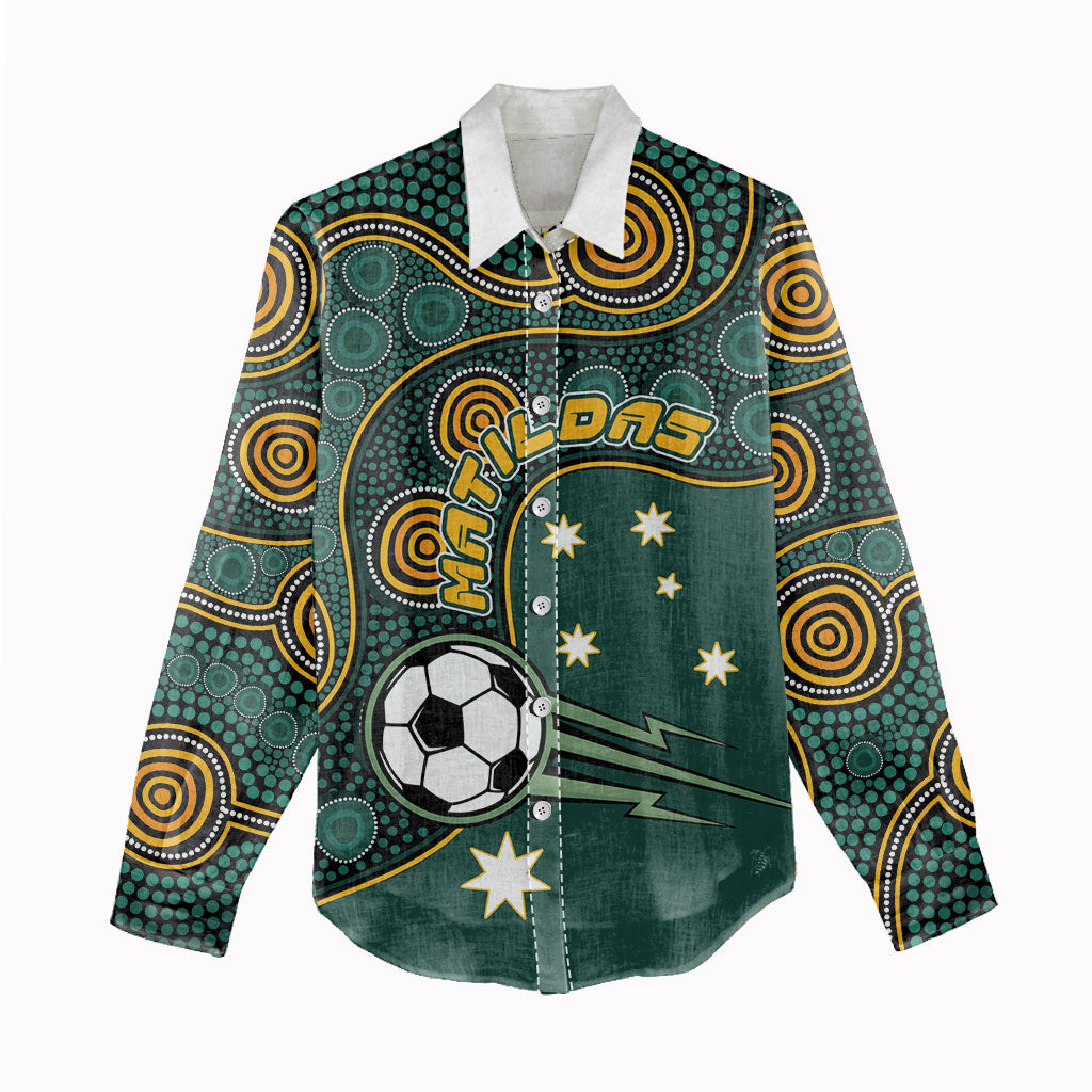 Matildas Game On Women Casual Shirt Indigenous Dot Art Soccer Ball With Southern Cross Stars