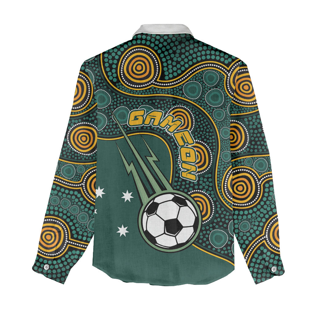 Matildas Game On Women Casual Shirt Indigenous Dot Art Soccer Ball With Southern Cross Stars