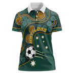 Matildas Game On Women Polo Shirt Indigenous Dot Art Soccer Ball With Southern Cross Stars