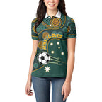 Matildas Game On Women Polo Shirt Indigenous Dot Art Soccer Ball With Southern Cross Stars