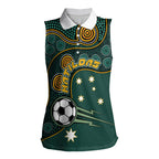Matildas Game On Women Sleeveless Polo Shirt Indigenous Dot Art Soccer Ball With Southern Cross Stars
