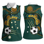 Matildas Game On Women Sleeveless Polo Shirt Indigenous Dot Art Soccer Ball With Southern Cross Stars