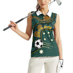Matildas Game On Women Sleeveless Polo Shirt Indigenous Dot Art Soccer Ball With Southern Cross Stars