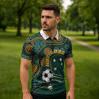 Matildas Game On Zipper Polo Shirt Indigenous Dot Art Soccer Ball With Southern Cross Stars
