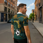 Matildas Game On Zipper Polo Shirt Indigenous Dot Art Soccer Ball With Southern Cross Stars