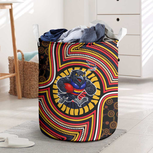 Adelaide Crows Laundry Basket Indigenous Monochrome Dot Art Mascot Style