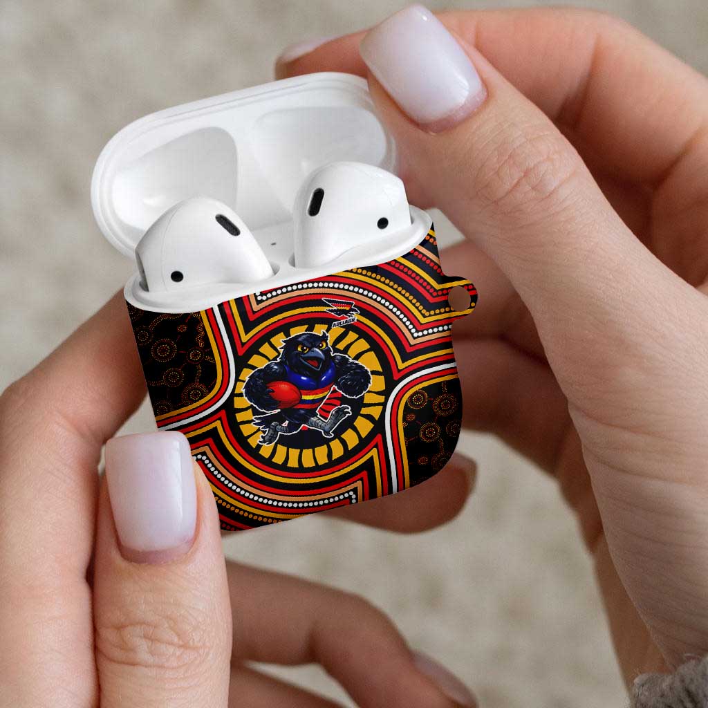 Adelaide Crows AirPods Case Indigenous Monochrome Dot Art Mascot Style