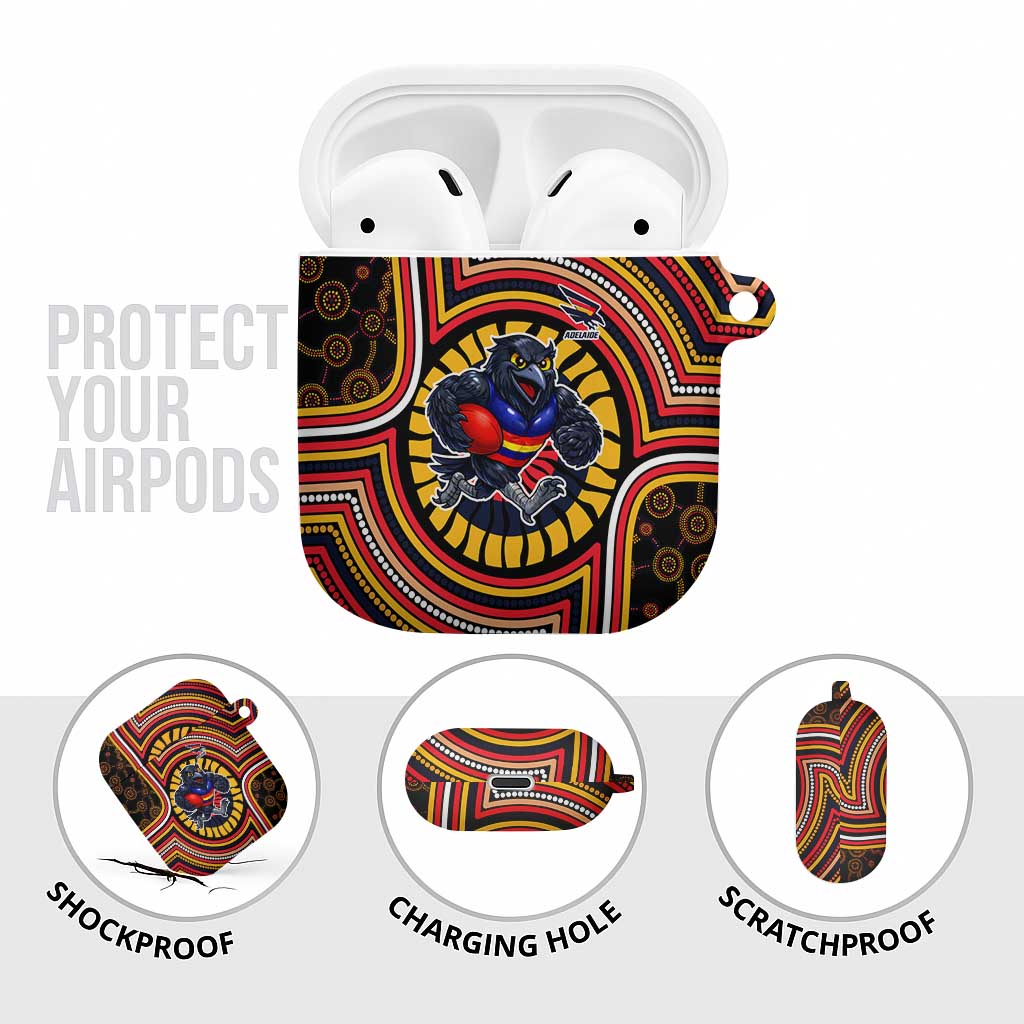 Adelaide Crows AirPods Case Indigenous Monochrome Dot Art Mascot Style