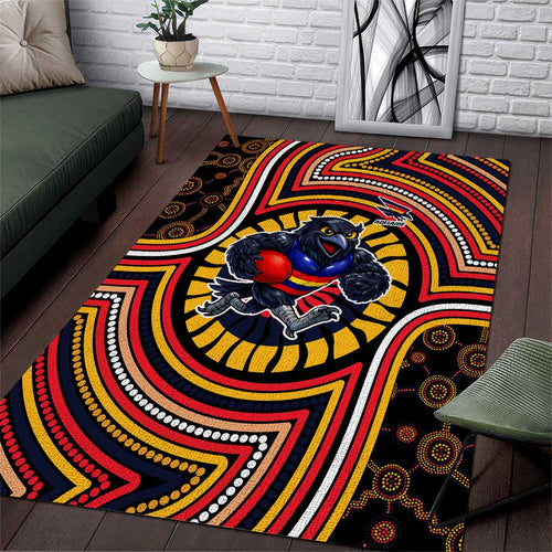 Adelaide Crows Area Rug Indigenous Monochrome Dot Art Mascot Style