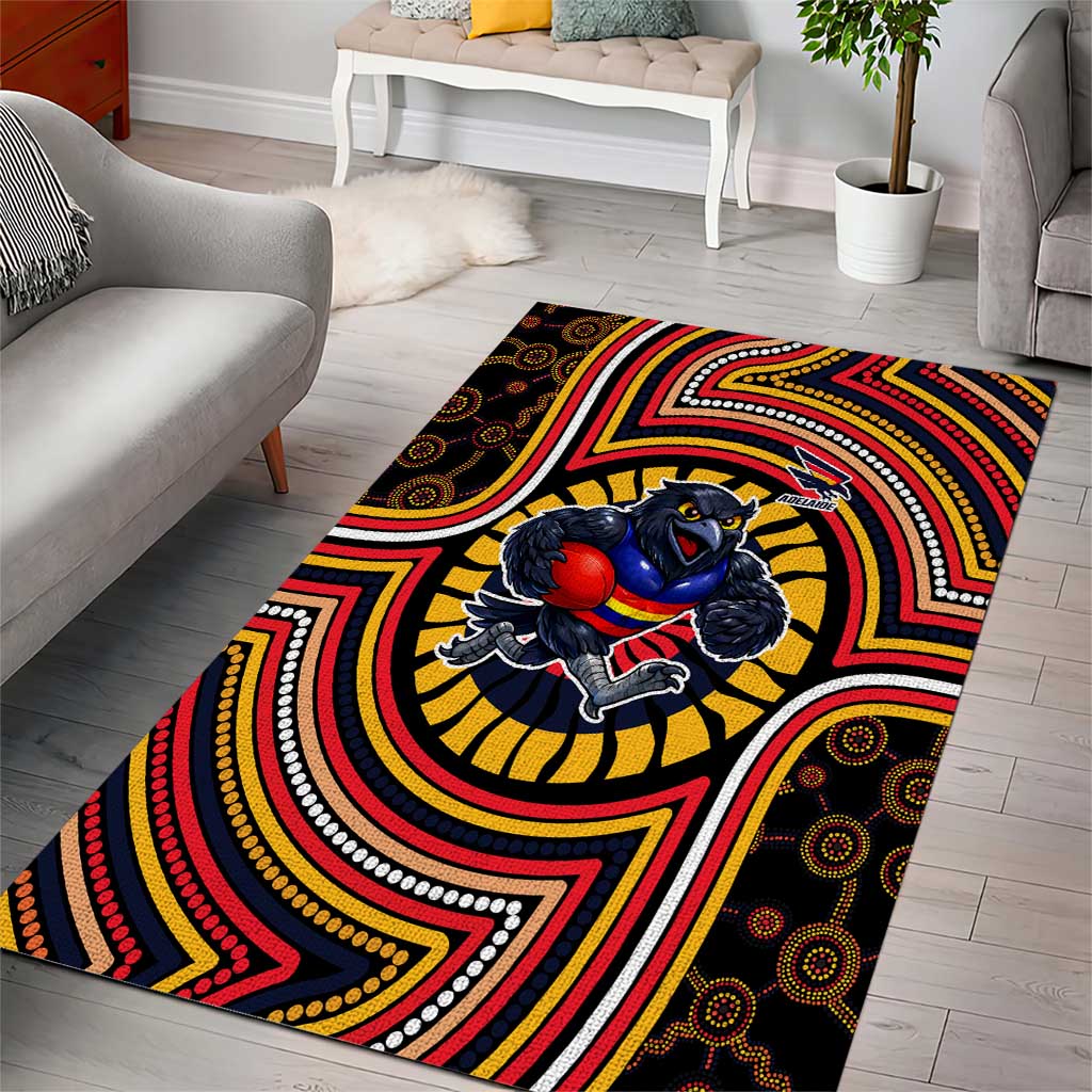 Adelaide Crows Area Rug Indigenous Monochrome Dot Art Mascot Style