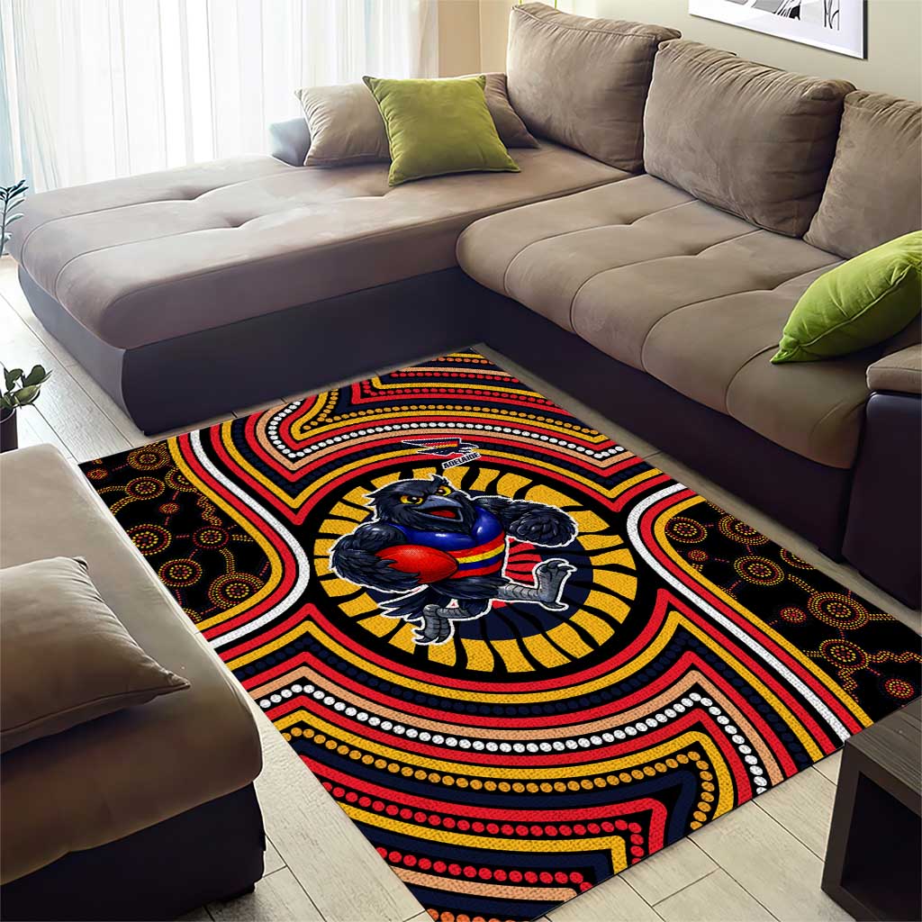 Adelaide Crows Area Rug Indigenous Monochrome Dot Art Mascot Style