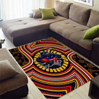 Adelaide Crows Area Rug Indigenous Monochrome Dot Art Mascot Style
