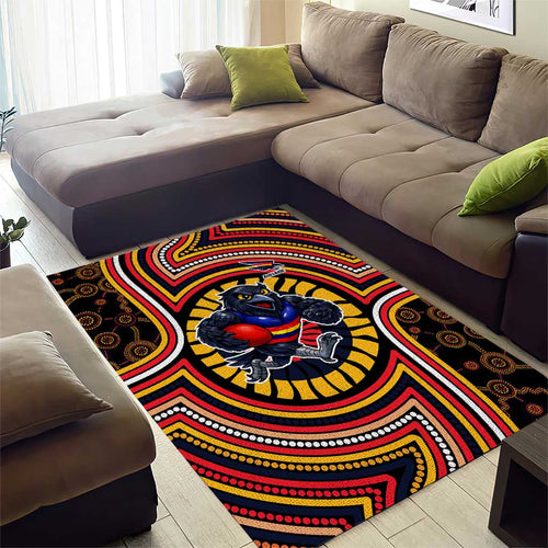 Adelaide Crows Area Rug Indigenous Monochrome Dot Art Mascot Style