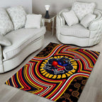 Adelaide Crows Area Rug Indigenous Monochrome Dot Art Mascot Style
