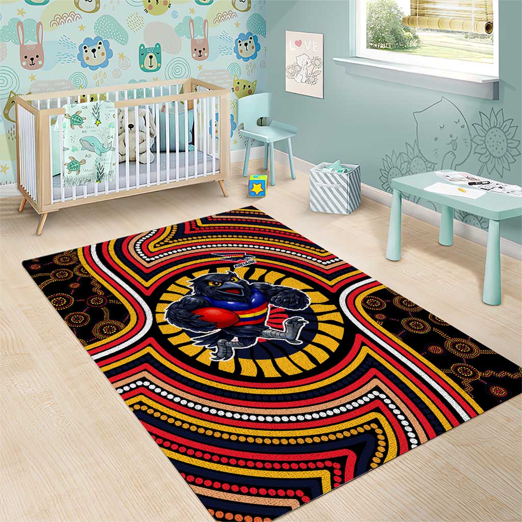 Adelaide Crows Area Rug Indigenous Monochrome Dot Art Mascot Style
