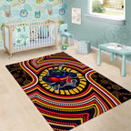 Adelaide Crows Area Rug Indigenous Monochrome Dot Art Mascot Style