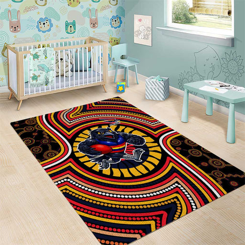Adelaide Crows Area Rug Indigenous Monochrome Dot Art Mascot Style