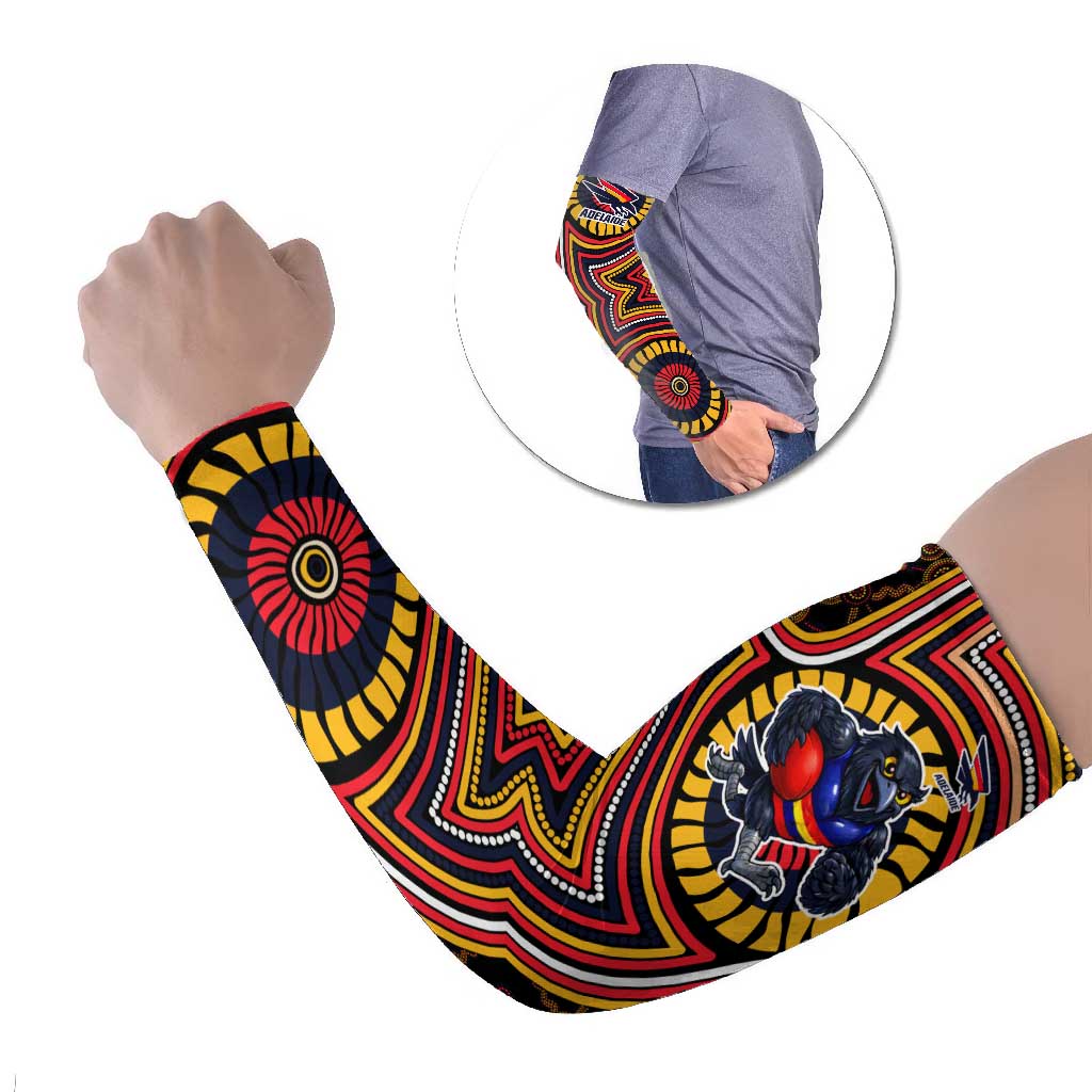 Adelaide Crows Arm Sleeves Indigenous Monochrome Dot Art Mascot Style