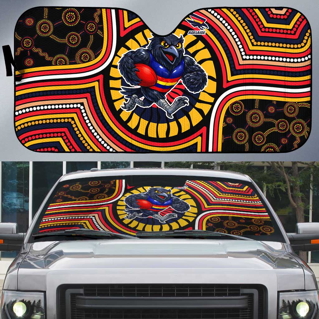 Adelaide Crows Auto Sun Shade Indigenous Monochrome Dot Art Mascot Style