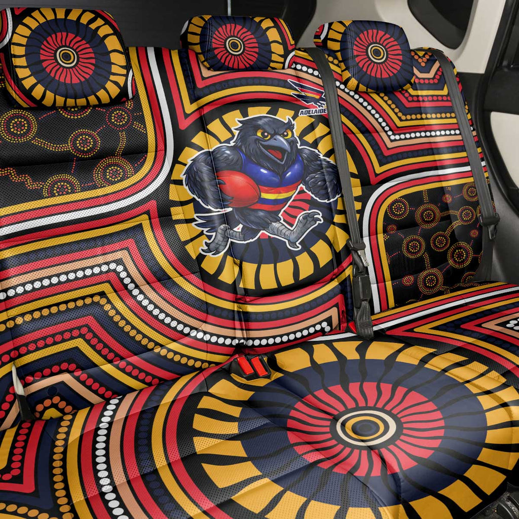 Adelaide Crows Back Car Seat Cover Indigenous Monochrome Dot Art Mascot Style