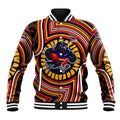 Adelaide Crows Baseball Jacket Indigenous Monochrome Dot Art Mascot Style