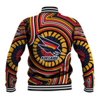 Adelaide Crows Baseball Jacket Indigenous Monochrome Dot Art Mascot Style