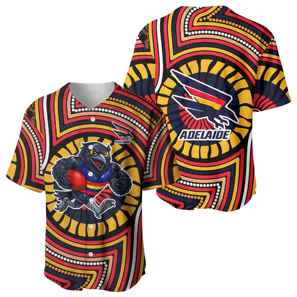 Adelaide Crows Baseball Jersey Indigenous Monochrome Dot Art Mascot Style